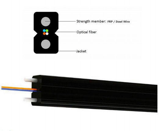 G657A 4 kernen FTTH glasvezelkabel Platkabel GJXH Staalsterkte lid