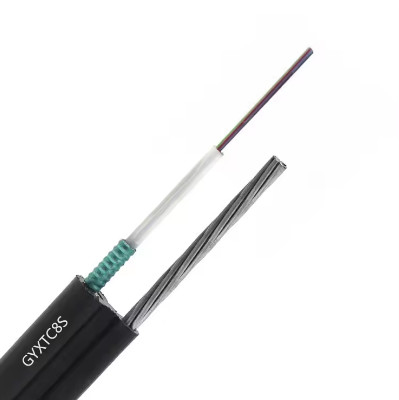 Overhead Aerial Fiber Optic Cable 2 4 6 8 10 12 Core Zelfdragend Stalen band Gyxtc8s Cable