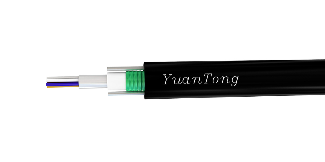 Buiten Single-mode zelfhoudende GYXTW gepantserde glasvezel kabel met twee stalen boodschapper