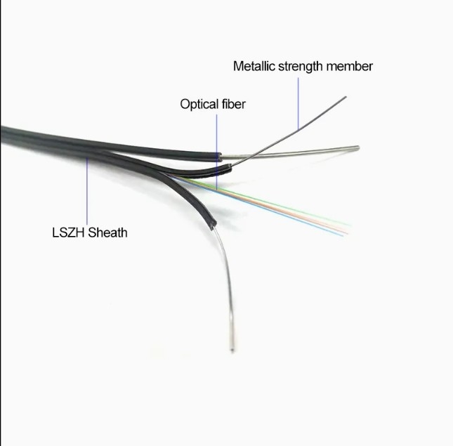 Boogvormige zelfdragende FTTH-dropkabel met 4 kernen voor telefonische communicatie